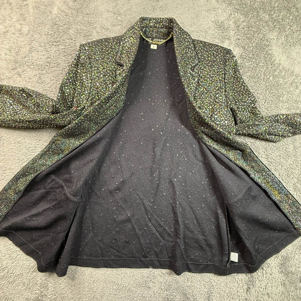 St. John Couture Marie Gray Womens 8 Sequin Embellished Blazer Black Beaded VTG - Picture 6 of 15